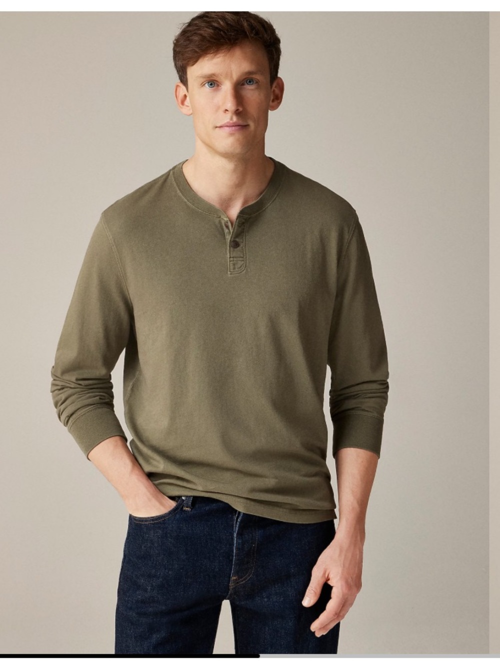 J. Crew Misty Olive Long-Sleeve Henley